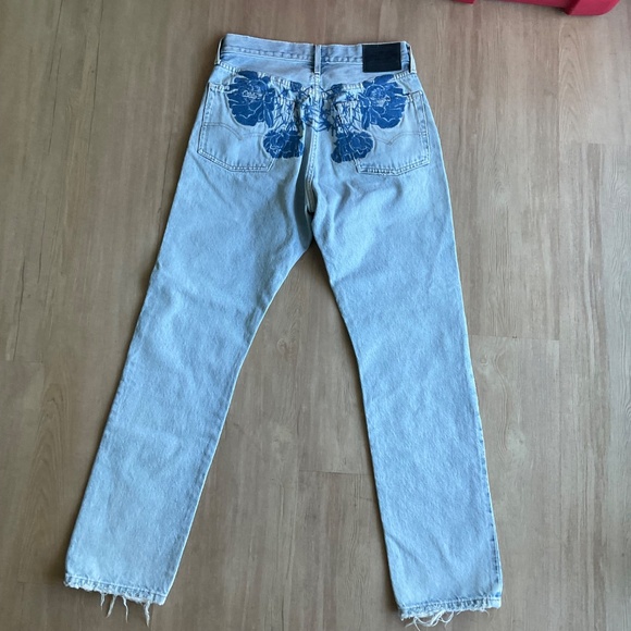 Leviβs Embroidered 501 Made & Crafted Straight denim jeans Boho free people 27 - Picture 13 of 15
